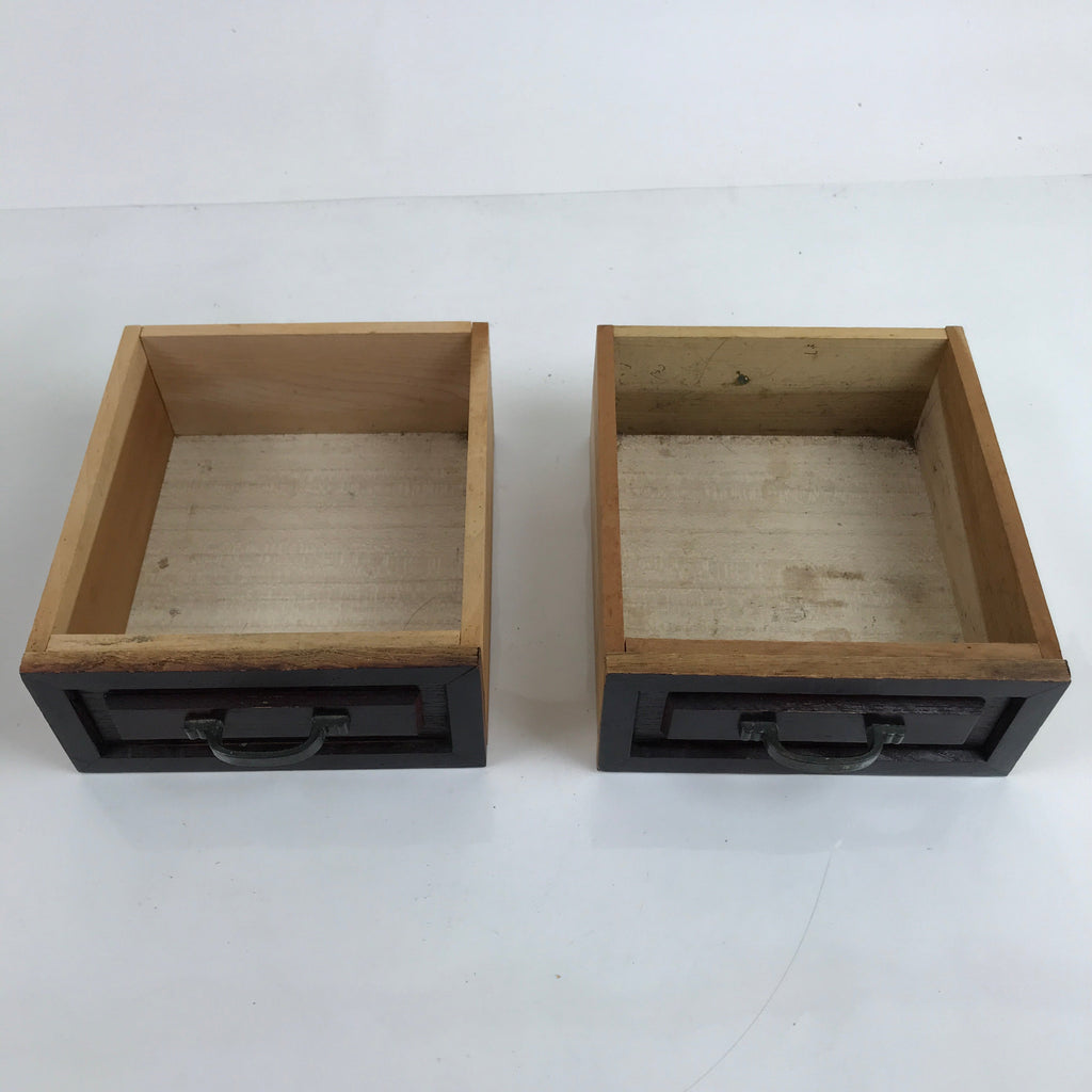 Japanese Wooden Tansu Storage Chest Vtg Haribako Trinket Box 2 Drawers T378