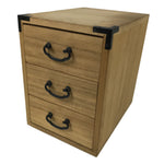 Japanese Wooden Tansu Storage Chest Vtg Haribako Trinket Box 3 Drawer Brown T404