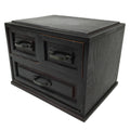 Japanese Wooden Tansu Storage Chest Vtg Haribako Trinket Box 3 Drawer Brown T405