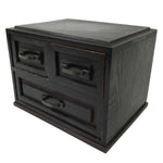 Japanese Wooden Tansu Storage Chest Vtg Haribako Trinket Box 3 Drawer Brown T405