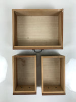 Japanese Wooden Tansu Storage Chest Vtg Haribako Trinket Box 3 Drawer Brown T416