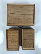 Japanese Wooden Tansu Storage Chest Vtg Haribako Trinket Box 3 Drawer Brown T416