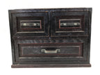Japanese Wooden Tansu Storage Chest Vtg Haribako Trinket Box 3 Drawer Brown T416