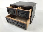 Japanese Wooden Tansu Storage Chest Vtg Haribako Trinket Box 3 Drawer Brown T416