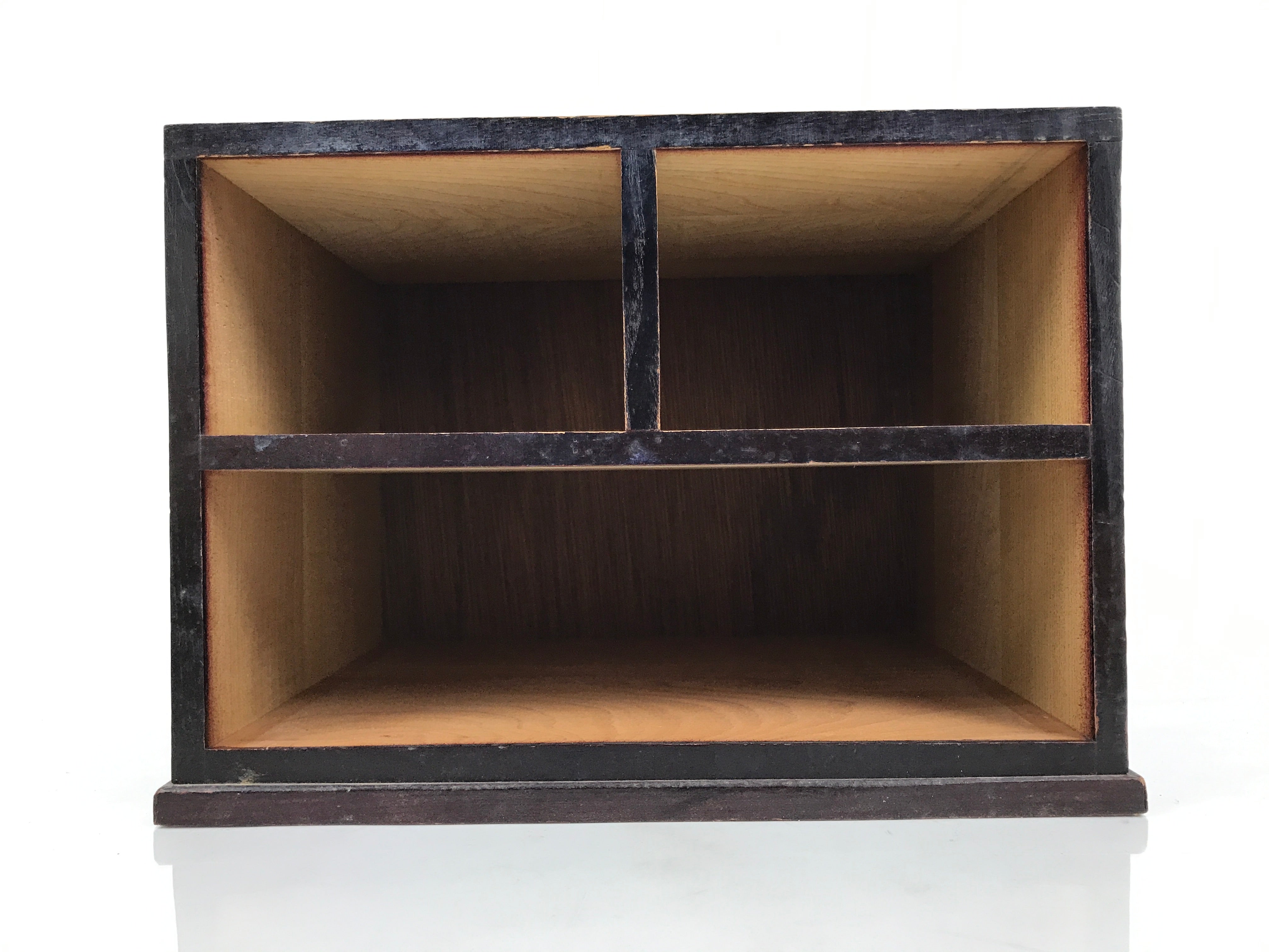 Japanese Wooden Tansu Storage Chest Vtg Haribako Trinket Box 3 Drawer Brown T416