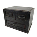 Japanese Wooden Tansu Storage Chest Vtg Haribako Trinket Box 3 Drawer Brown T416