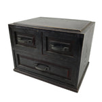 Japanese Wooden Tansu Storage Chest Vtg Haribako Trinket Box 3 Drawer Brown T416