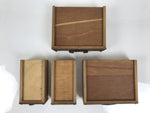 Japanese Wooden Tansu Storage Chest Vtg Haribako Trinket Box 4 Drawer Brown T418