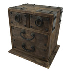 Japanese Wooden Tansu Storage Chest Vtg Haribako Trinket Box 4 Drawer Brown T418
