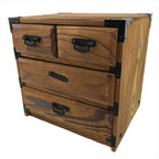 Japanese Wooden Tansu Storage Chest Vtg Haribako Trinket Box 4 Drawers T382