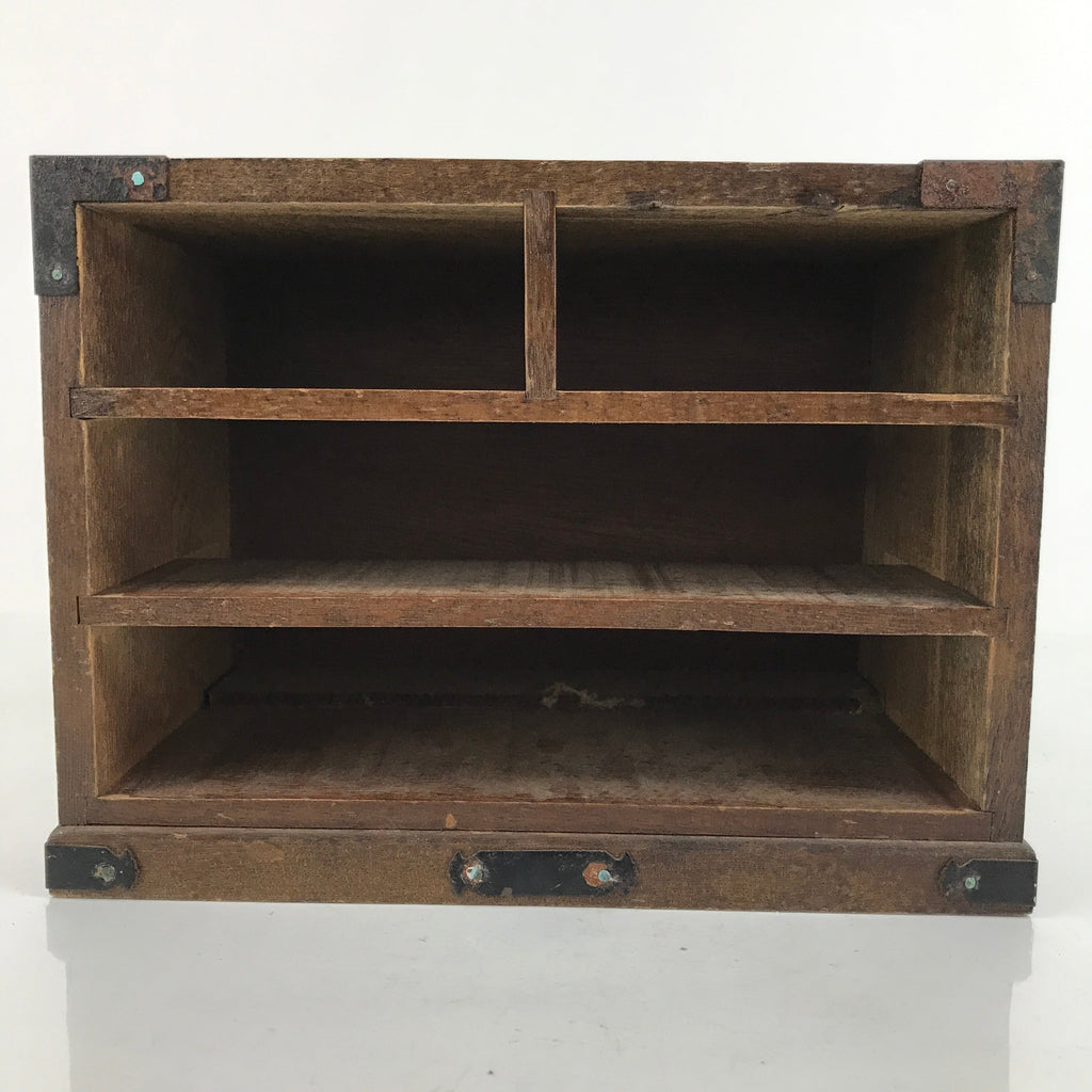 Japanese Wooden Tansu Storage Chest Vtg Haribako Trinket Box 4 Drawers T383