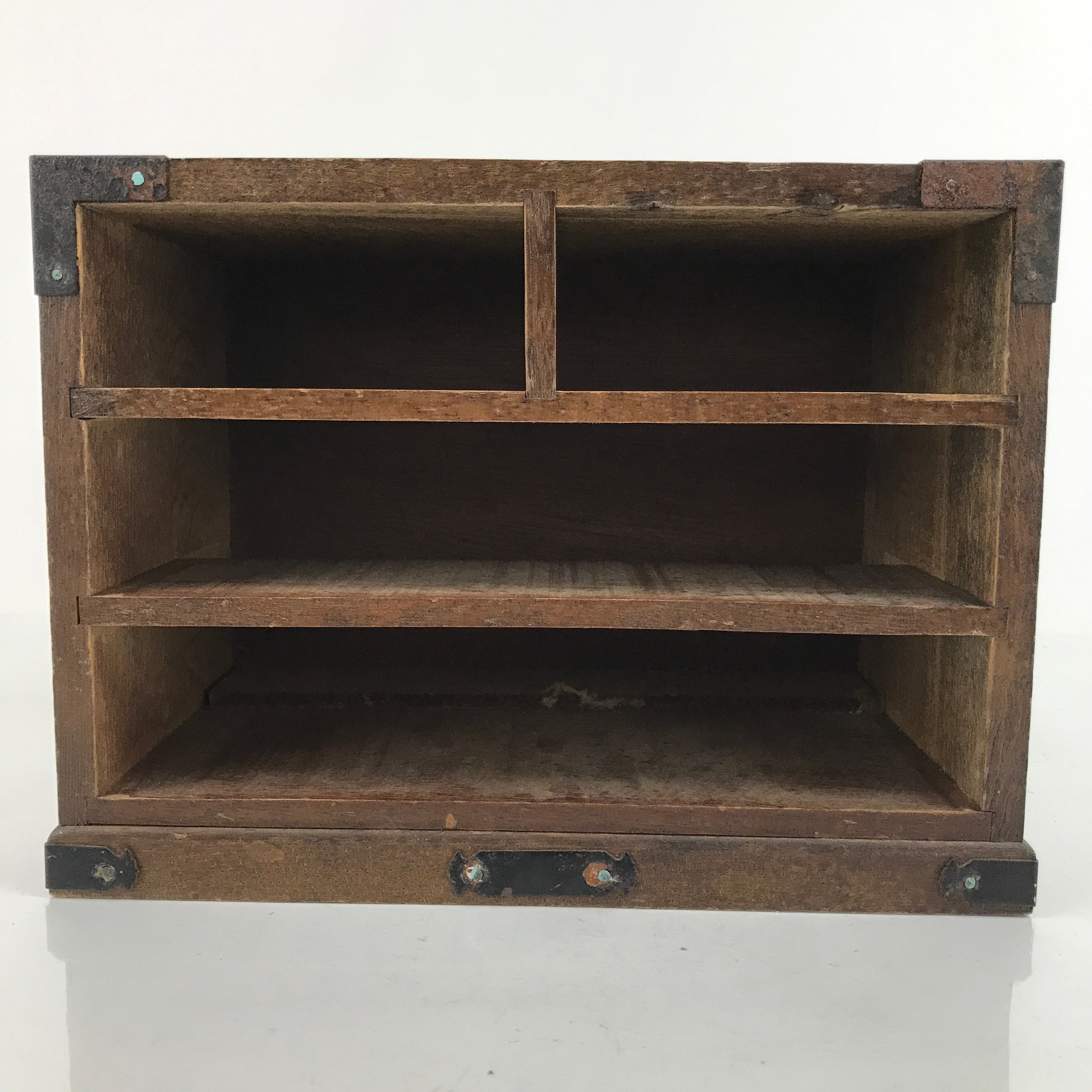 Japanese Wooden Tansu Storage Chest Vtg Haribako Trinket Box 4 Drawers T383