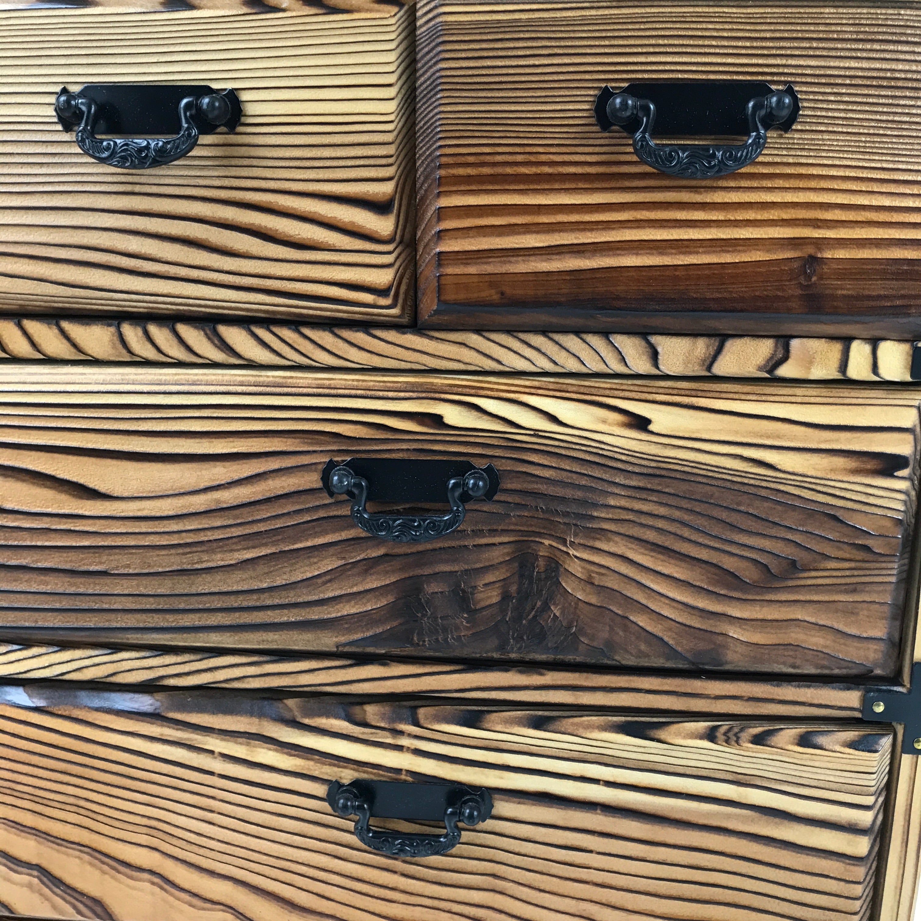 Japanese Wooden Tansu Storage Chest Vtg Haribako Trinket Box 4 Drawers T385
