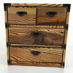 Japanese Wooden Tansu Storage Chest Vtg Haribako Trinket Box 4 Drawers T385