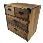 Japanese Wooden Tansu Storage Chest Vtg Haribako Trinket Box 4 Drawers T385