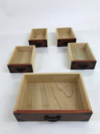 Japanese Wooden Tansu Storage Chest Vtg Haribako Trinket Box 5 Drawers T388