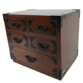 Japanese Wooden Tansu Storage Chest Vtg Haribako Trinket Box 5 Drawers T388
