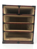 Japanese Wooden Tansu Storage Chest Vtg Haribako Trinket Box 5 Drawers T417