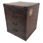 Japanese Wooden Tansu Storage Chest Vtg Haribako Trinket Box 5 Drawers T417