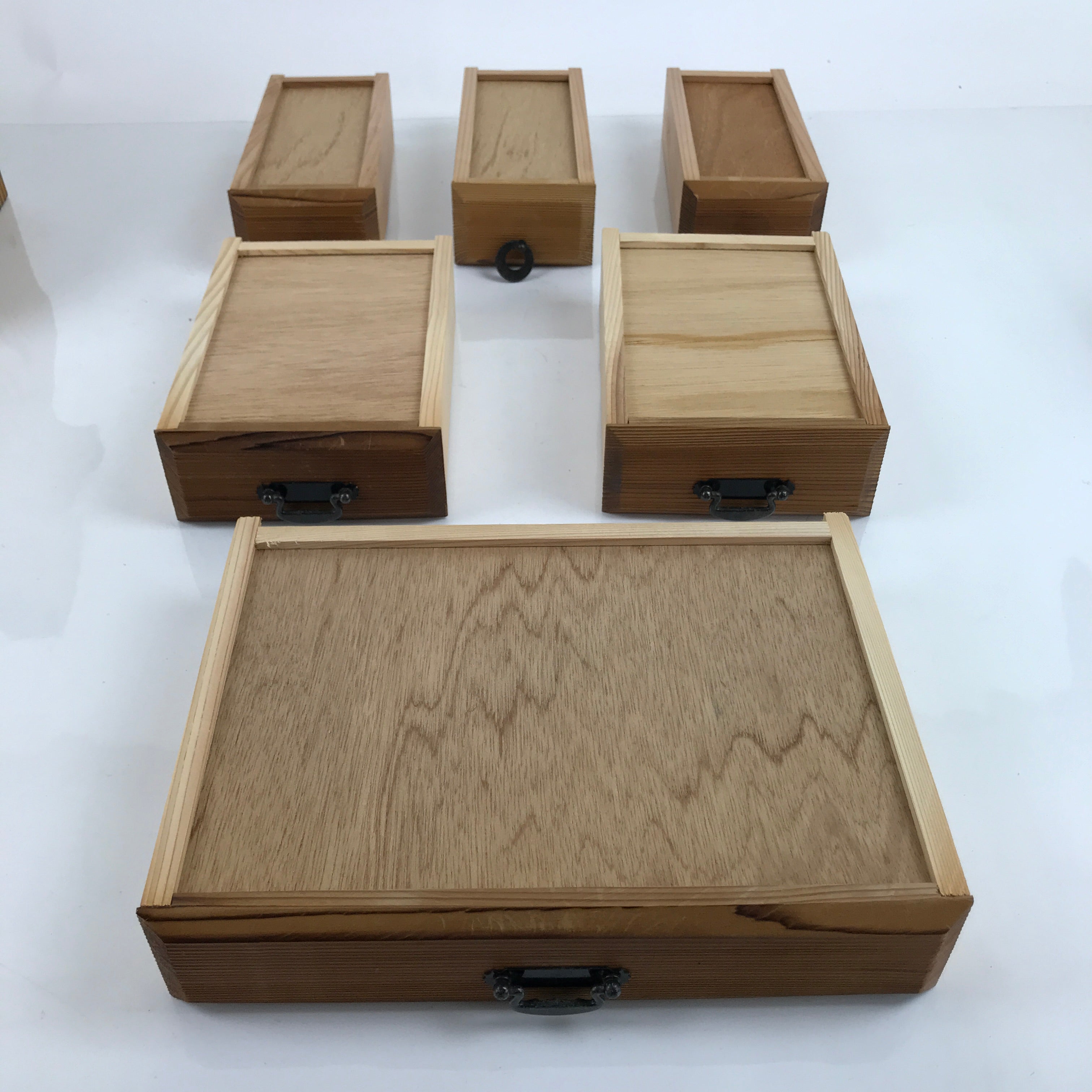 Japanese Wooden Tansu Storage Chest Vtg Haribako Trinket Box 6 Drawers T374