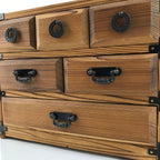 Japanese Wooden Tansu Storage Chest Vtg Haribako Trinket Box 6 Drawers T374