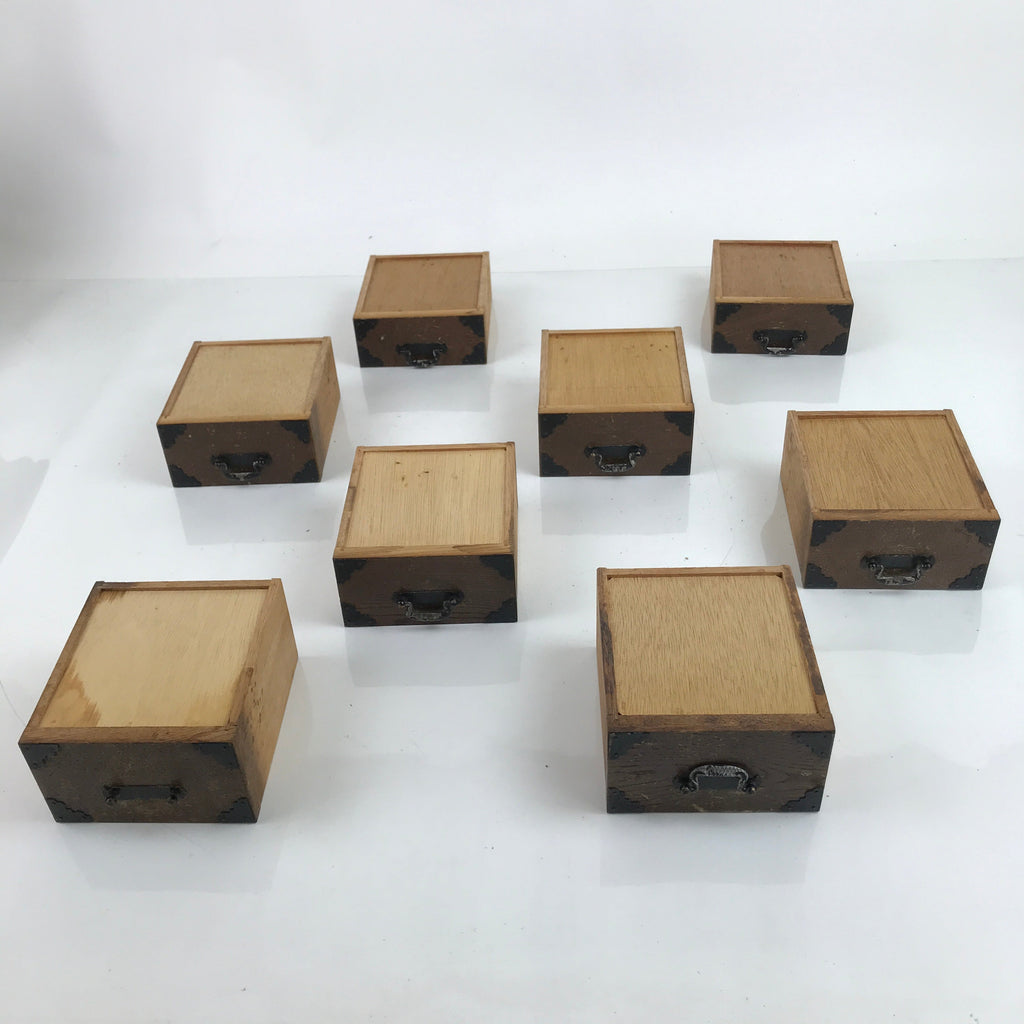Japanese Wooden Tansu Storage Chest Vtg Haribako Trinket Box 8 Drawers T384