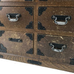 Japanese Wooden Tansu Storage Chest Vtg Haribako Trinket Box 8 Drawers T384