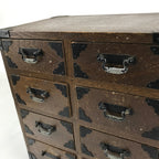 Japanese Wooden Tansu Storage Chest Vtg Haribako Trinket Box 8 Drawers T384