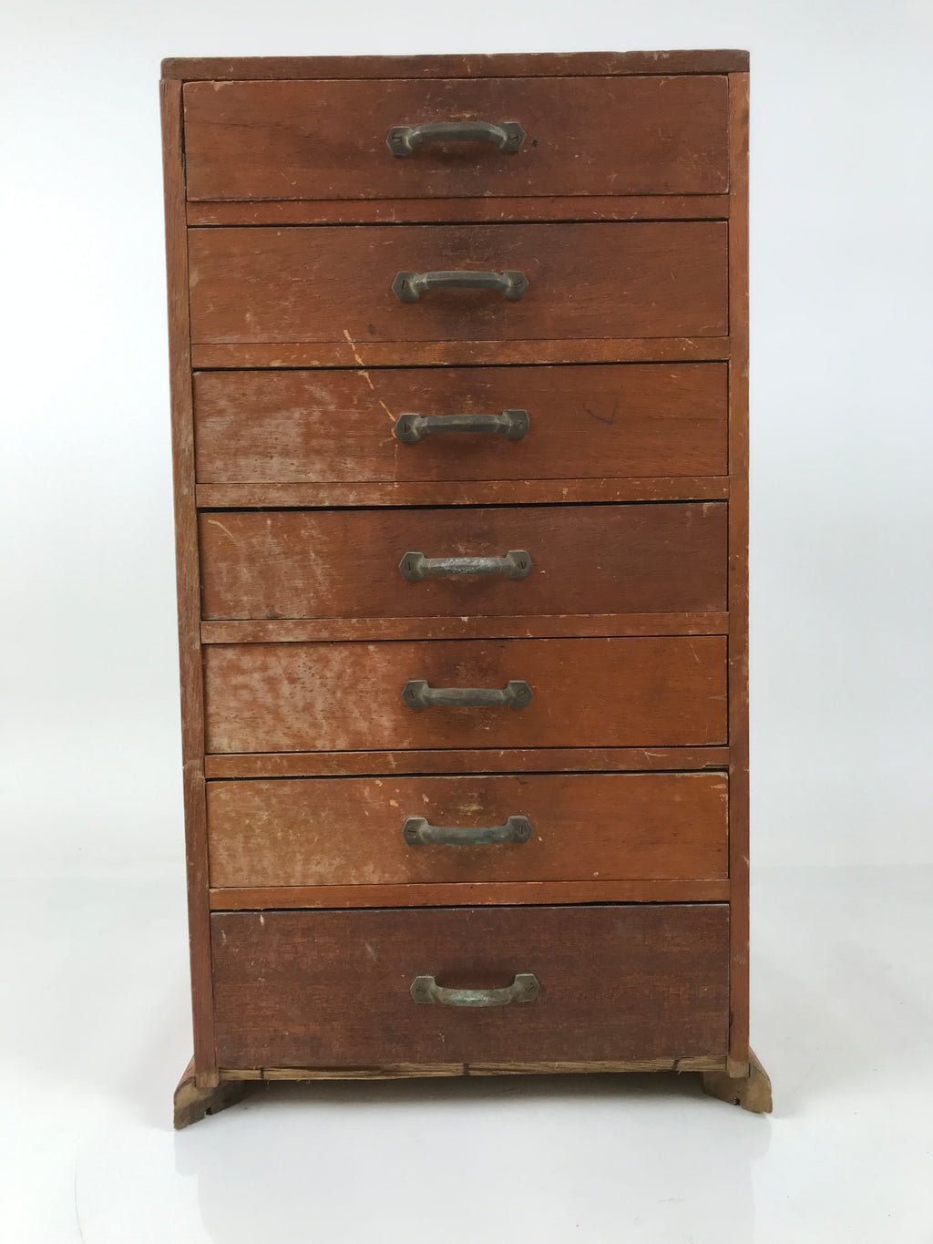 Japanese Wooden Tool Chest Kougubako Vtg Storage Toolbox 7 Drawers Brown T402