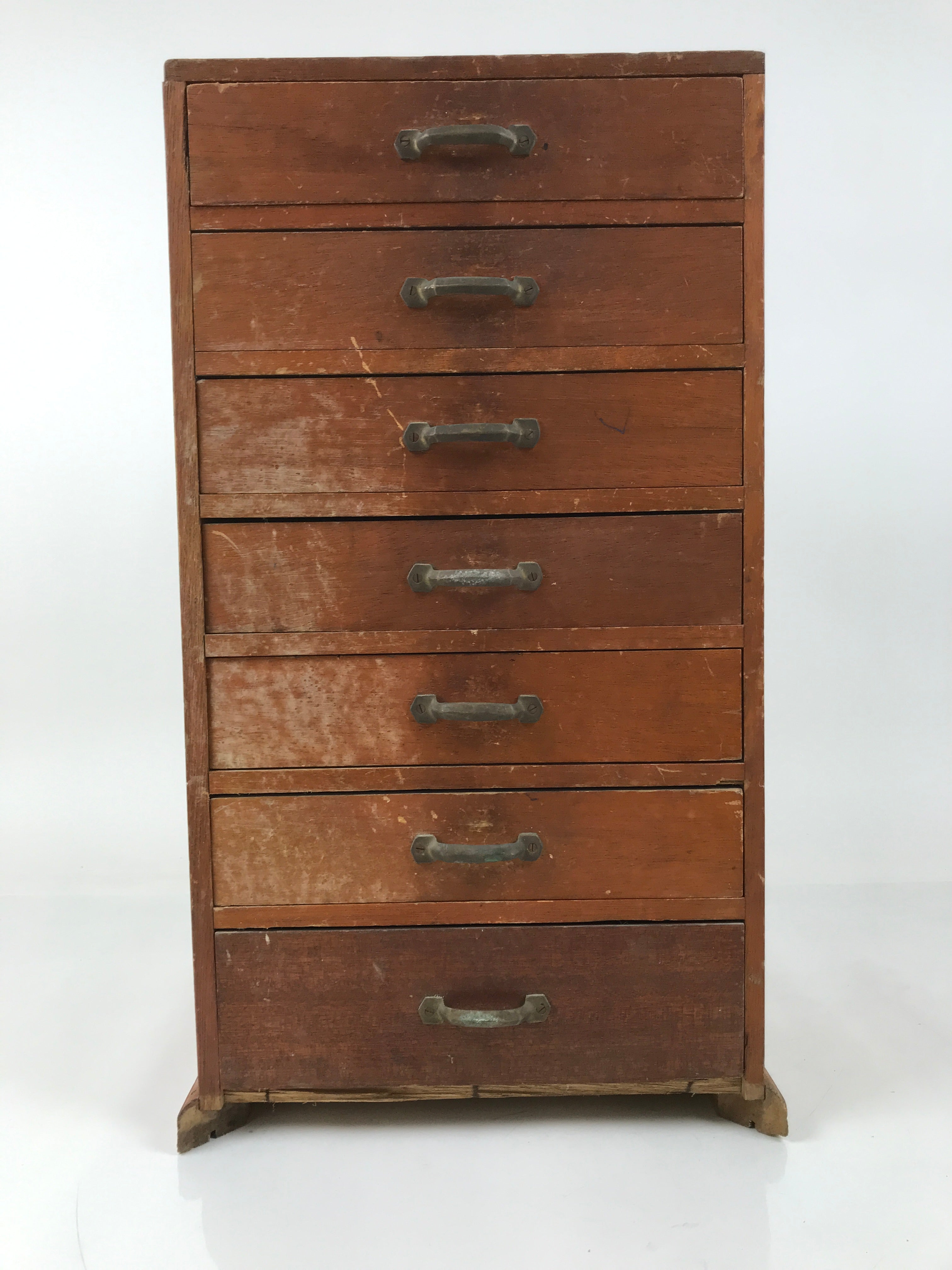 Japanese Wooden Tool Chest Kougubako Vtg Storage Toolbox 7 Drawers Brown T402