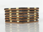 Japanese Wooden Yosegi-Zaiku Drink Coasters Chataku Vtg Hexagonal 6pc Brown L128