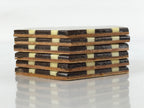 Japanese Wooden Yosegi-Zaiku Drink Coasters Chataku Vtg Hexagonal 6pc Brown L128