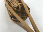 Japanese Woven Bamboo Glass Bottle Hanging Flower Vase Vtg Ikebana Kabin FK169