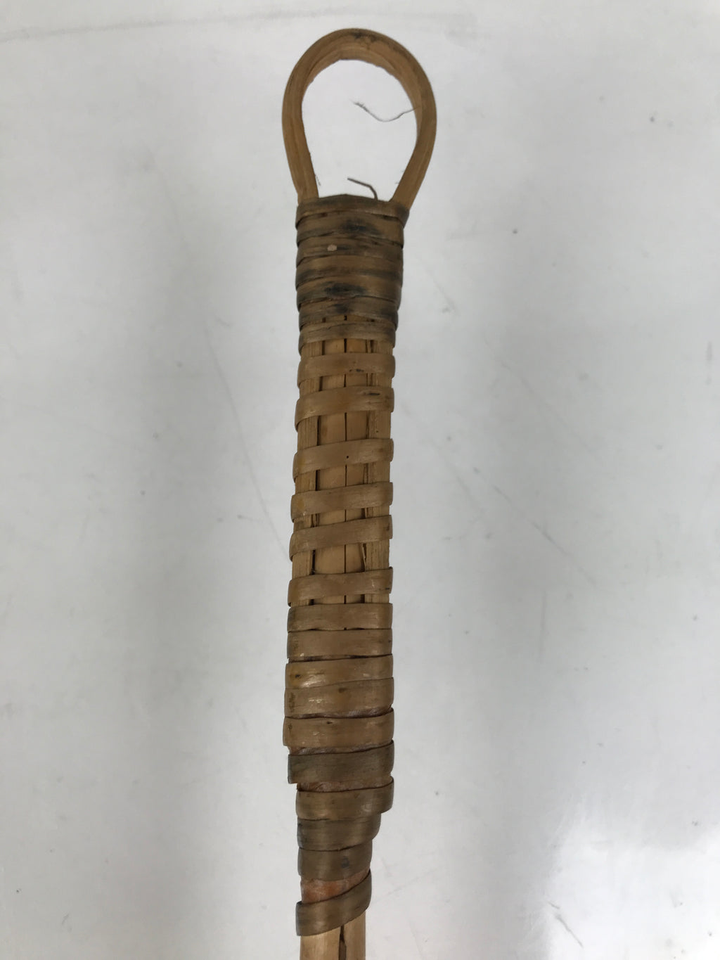 Japanese Woven Bamboo Glass Bottle Hanging Flower Vase Vtg Ikebana Kabin FK169