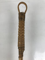 Japanese Woven Bamboo Glass Bottle Hanging Flower Vase Vtg Ikebana Kabin FK169