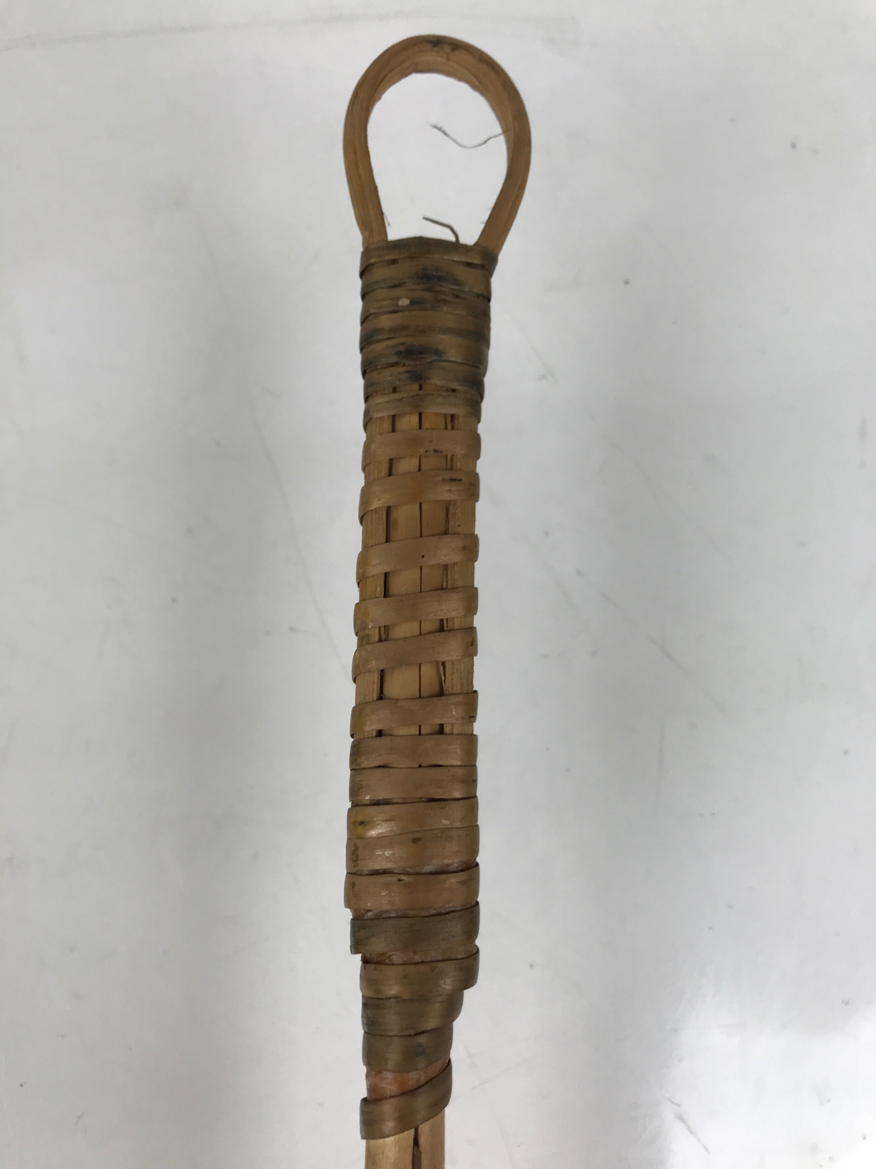 Japanese Woven Bamboo Glass Bottle Hanging Flower Vase Vtg Ikebana Kabin FK169