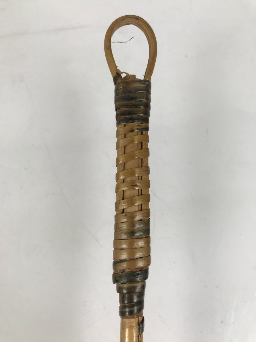 Japanese Woven Bamboo Glass Bottle Hanging Flower Vase Vtg Ikebana Kabin FK169