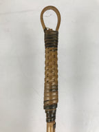 Japanese Woven Bamboo Glass Bottle Hanging Flower Vase Vtg Ikebana Kabin FK169