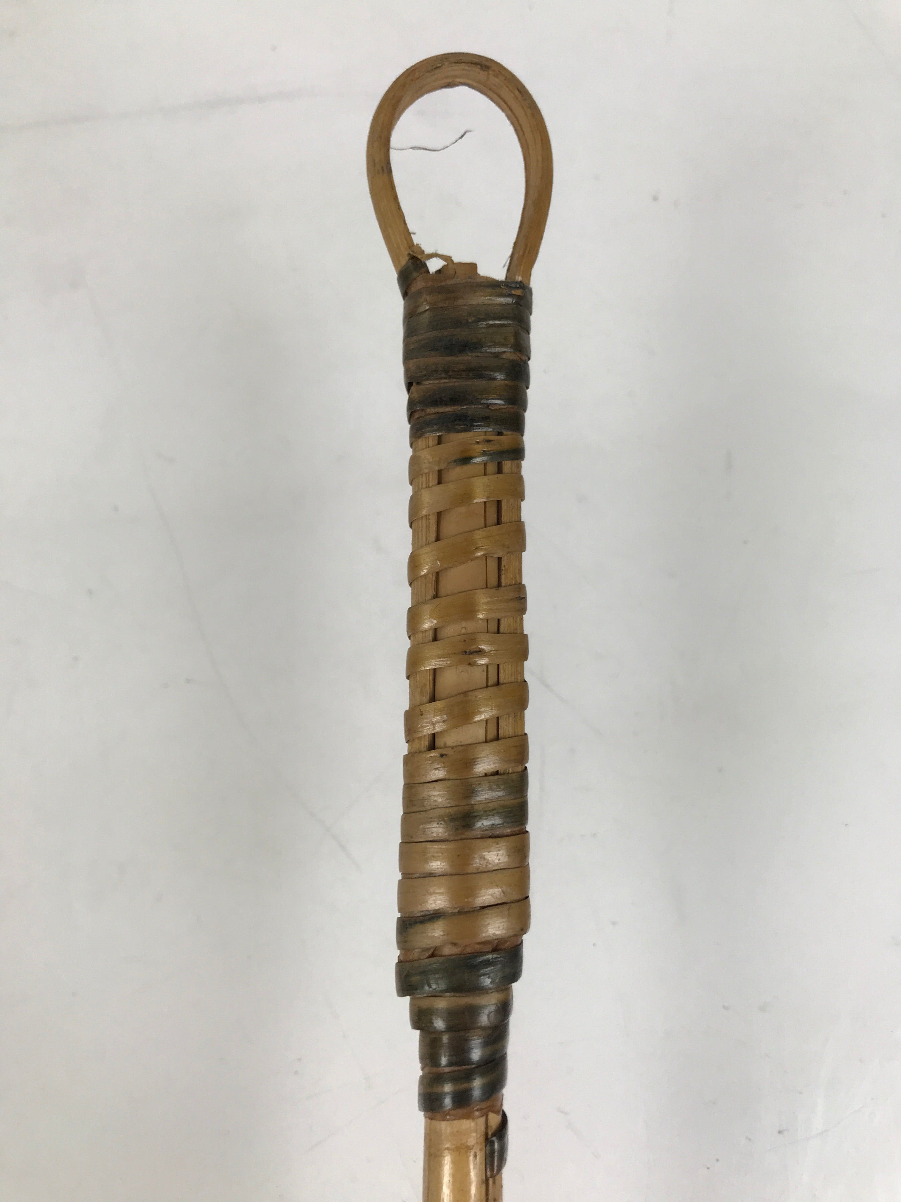 Japanese Woven Bamboo Glass Bottle Hanging Flower Vase Vtg Ikebana Kabin FK169