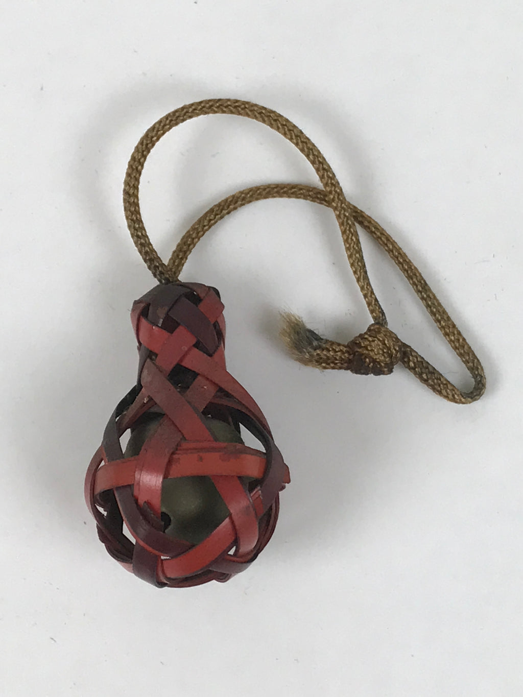 Japanese Woven Bamboo Hyotan Gourd Bell Keychain Phone Strap Amulet Red JK878
