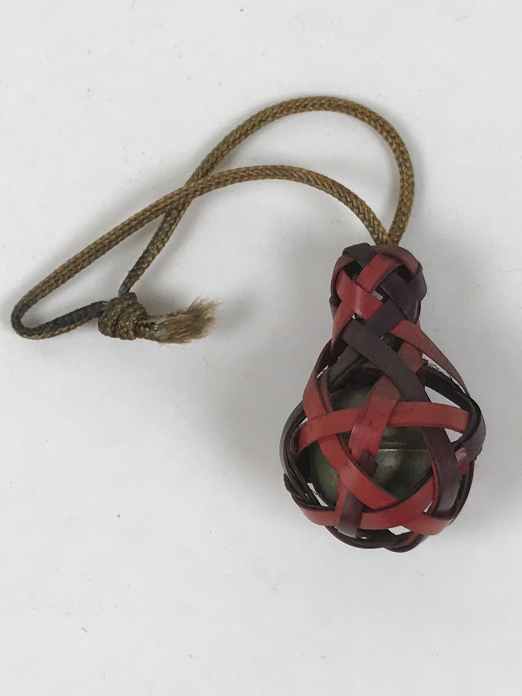 Japanese Woven Bamboo Hyotan Gourd Bell Keychain Phone Strap Amulet Red JK878