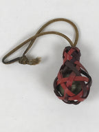 Japanese Woven Bamboo Hyotan Gourd Bell Keychain Phone Strap Amulet Red JK878