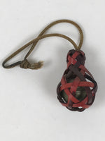 Japanese Woven Bamboo Hyotan Gourd Bell Keychain Phone Strap Amulet Red JK878