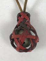 Japanese Woven Bamboo Hyotan Gourd Bell Keychain Phone Strap Amulet Red JK878