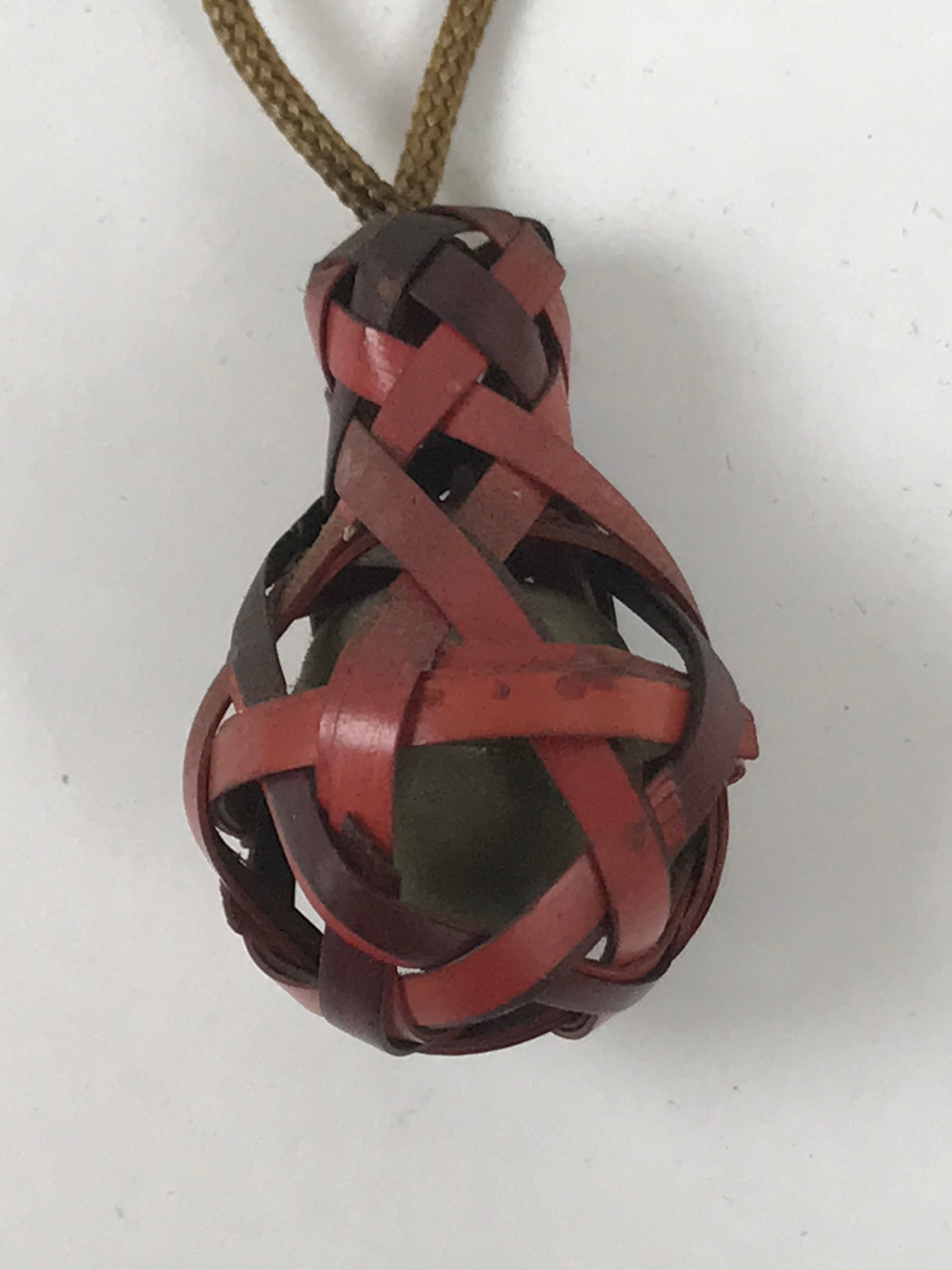 Japanese Woven Bamboo Hyotan Gourd Bell Keychain Phone Strap Amulet Red JK878