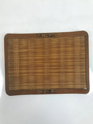 Japanese Woven Bamboo Small Plate Kozara Vtg Hand Towel Sweets Brown L311