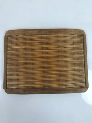 Japanese Woven Bamboo Small Plate Kozara Vtg Hand Towel Sweets Brown L311