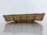 Japanese Woven Bamboo Small Plate Memeizara Vtg Hand Towel Sweets Brown L266