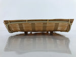 Japanese Woven Bamboo Small Plate Memeizara Vtg Hand Towel Sweets Brown L266