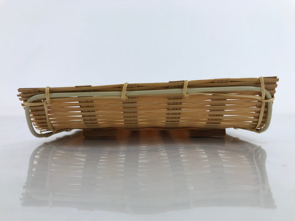 Japanese Woven Bamboo Small Plate Memeizara Vtg Hand Towel Sweets Brown L267